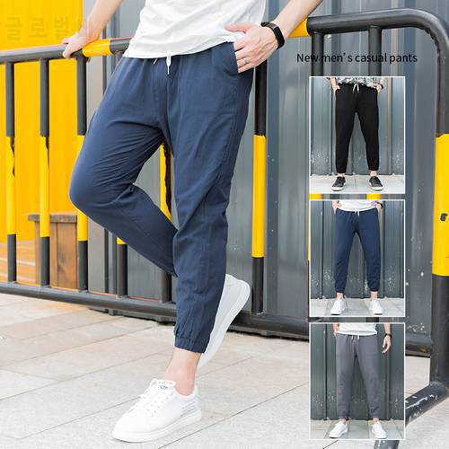 Linen Summer Men Pants Plus Size 5XL Korean Trousers Streetwear 2021 Male Casual Oversize Joggers Pants Men&39s Clothing