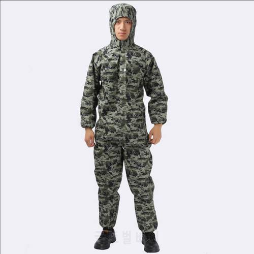 Spring New Men Plus Size Bodysuit Clothing Camouflage One Piece Work Wear Jumpsuit Machine Repair Dust Proof Hooded Jacket Coat