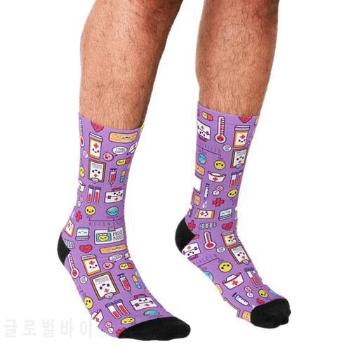 Funny Men&39s socks Doctor Nurse Pattern Printed hip hop Men Happy Socks cute boys street style Novelty Crew Crazy Socks for men