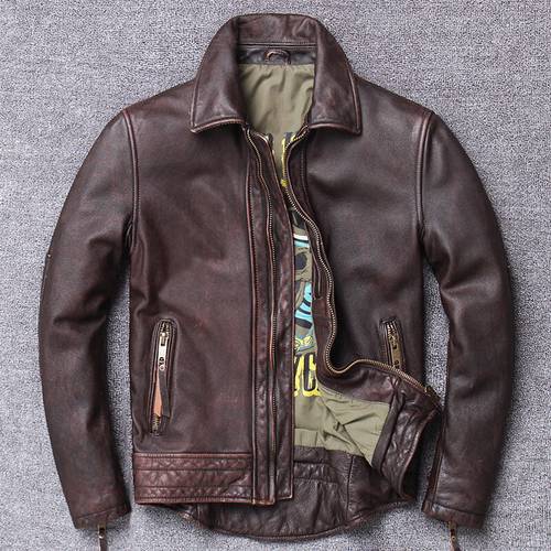 ZVAQS Spring Autumn 100% Natural Genuine Leather Jacket Men Real Cow Leather Coat Male Streetwear Moto Biker Bomber Jackets 1934
