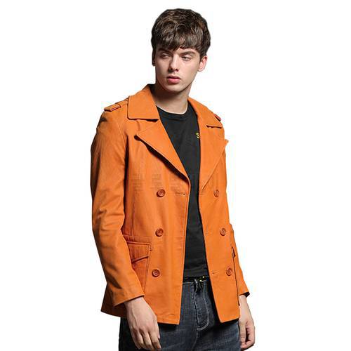 Trend akrasanee suit genuine leather male clothing overcoat sheepskin leather male clothing slim outerwear