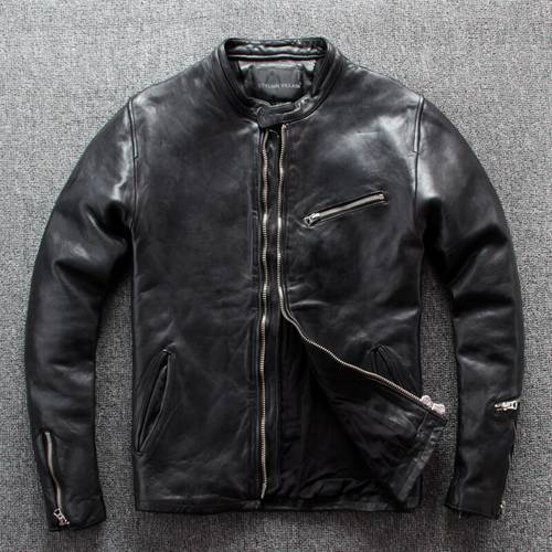 2021 Short Genuine Leather Jacket Men 100% Men&39s Sheepskin Coat Motorcycle Mens Jackets Spring Autumn Hommes Veste Pph2619