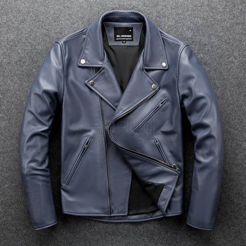 GU.SEEMIO Male Genuine Leather Sheepskin Clothing Short Metal Decor Real Leather Jackets Spring And Autumn Fashion Leather Motor