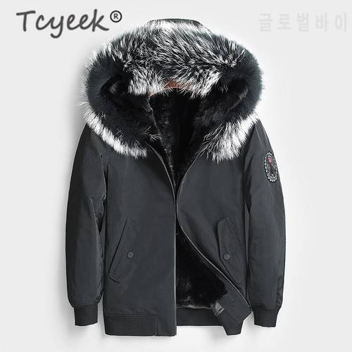 Tcyeek Winter Coat Men Natural Mink Fur Liner Parka Clothes 2020 Streetwear Thick Warm Jacket Real Raccoon Fur Hooded Hiver 8807