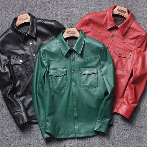 High Quality Genuine Leather Jacket Men 100% Goatskin Leather Coat Casual Mens Clothing Spring Autumn 2021 Hommes Veste Pph3252