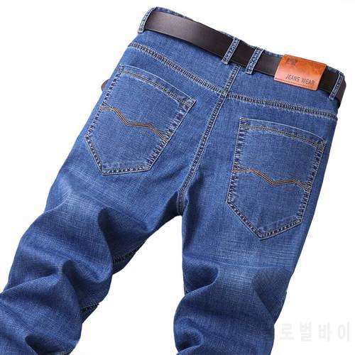 Summer Men&39S Slim Jeans Loose Straight Stretch Denim Trousers 2021 Four Seasons Male Business Casual Brand Classic Thin Pants