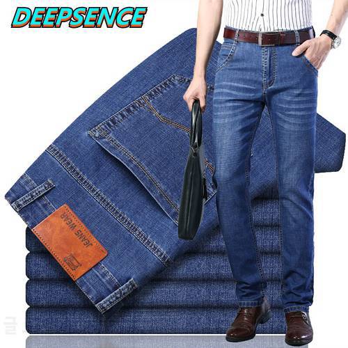 Jeans New 2021 Spring Summer Thin Classic Style Smart Casual Jeans Men Stretch Loose Straight Fashion Pants Men Plus Size 28-40