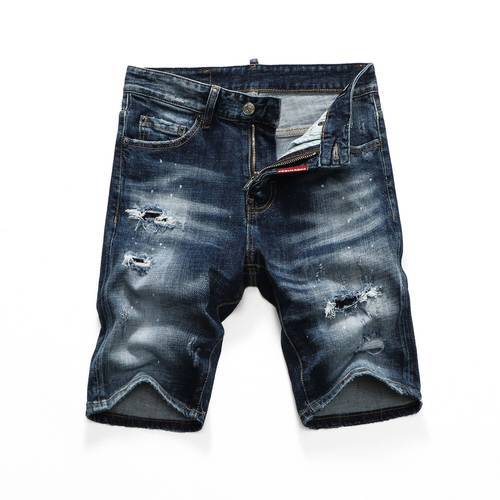 Hot Men&39s pants Dsq ripped patch painted varnished men&39s shorts jeans