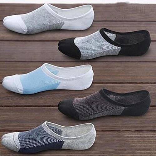5 pairs / lot summer men no show socks slippers men breathable silicone non-slip high quality short socks mesh breathable socks