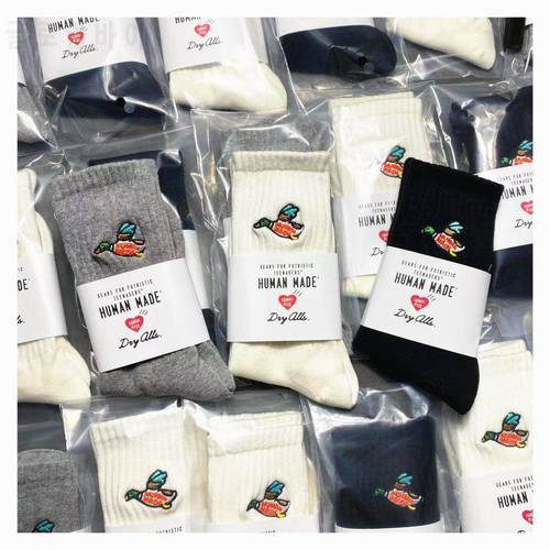3Colors Crew Street Fashion Socks Cotton Duckling Flying Little Duck Embroid Embroidery Japanese Brand Retro Game Made In China