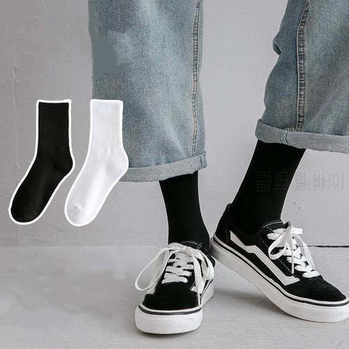 10 Pairs/Lot Men&39s Mid-tube Black and White Cotton Socks Absorbent and Deodorant Soft and Comfortable High-Quality Socks