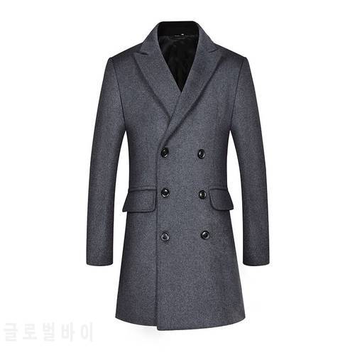 Thicken Men&39s Woollen Overcoat Winter Jacket Men Business Casual Wool Blend Coat Men Clothing Long Pea Coat AF721
