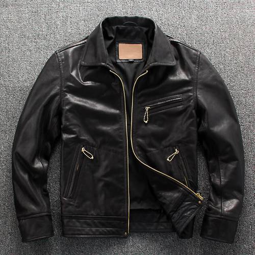 Genuine Leather Jacket Men 100% Real Cowhide Coat Short Men&39s Jackets Spring Autumn Clothing 2021 Veste Cuir Homme Pph2618