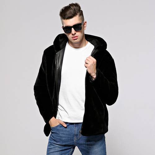 Autumn and winter new thick large size men&39s leather jackets, imitation fur coats, mink fur coats
