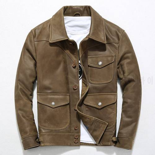 Tcyeek 100% Real Leather Coat Men Autumn Winter Streetwear Genuine Leather Jacket Vintage Moto Biker Men&39s Leather Jackets 1935