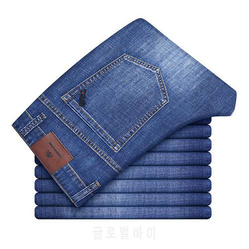 Classic Trend Men&39S Thin Jeans Business Casual Loose Straight Stretch Denim Trousers Male Spring And Summer High-End Brand Pants