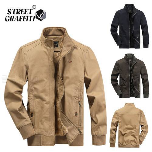 2021 Autumn Men Jackets Pure Cotton Chaqueta Casual Solid Fashion Vintage Warm Vestes Coats High Quality M-5XL Winter Jacket Men