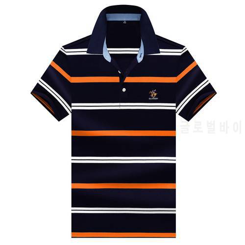 Casual Striped Polo Shirt Men Short Sleeve 95% Cotton Breathable High Quality 3D Embroidery Business Polo Shirts Tops Tees Male