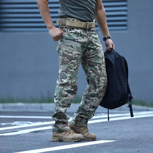 2021 Cargo Pants Men Elastic Waterproof Army Tactical Pants Military Hiking Trekking Jogger Camo Casual Multi-pocket Trousers