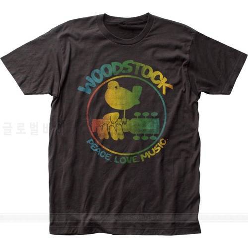 Authentic Woodstock 3 Days Peace &39 Music Colorful Logo Guitar Bird T-shirt top male brand teeshirt men summer cotton t shirt