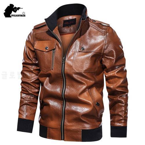 New Men&39s Leather Jacket Male Coat 4XL 5XL Stand Collar Streetwear PU Leather Biker Jacket Men Clothing Motorcycle Jacket AFC5