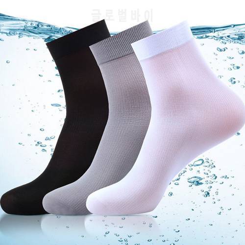10Pairs Business Mens Summer Socks Thin Silk High Elastic Nylon Breathable Casual Short Crew Socks Male Cool Socks High Quality