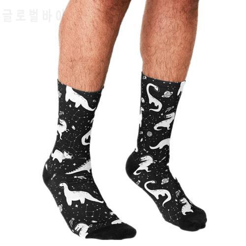 2021 Funny Socks Men harajuku Space Dinosaurs Printed Happy hip hop Men Socks Novelty Skateboard Crew Casual Crazy Socks