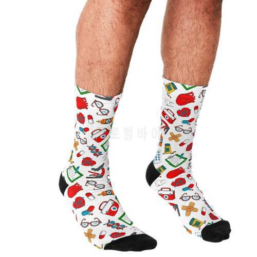 2021 Funny Men&39s socks Medical tools pattern Printed hip hop Men Happy Socks cute boys street style Crazy Socks for men