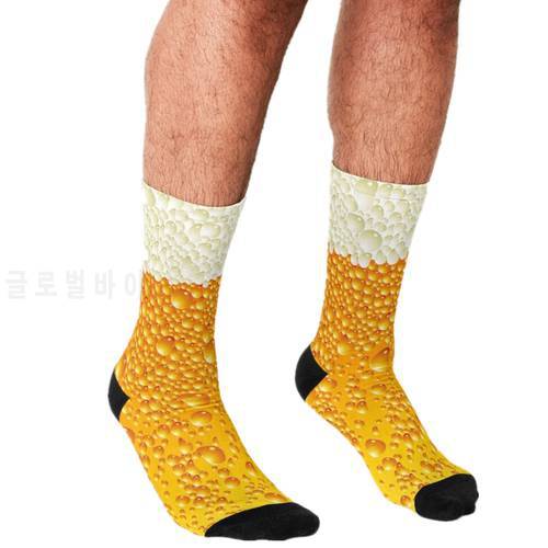 Men&39s Funny socks Beer Foam pattern Socks harajuku Men Happy hip hop Novelty cute boys Crew Casual Crazy Socks for men