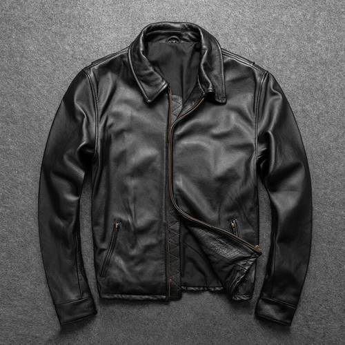 GU.SEEMIO Factory Genuine Leather Jackets 100% Real Leather Cowskin Coat Motorcycle Natural Animal‘s Skin Outwear Short Suit