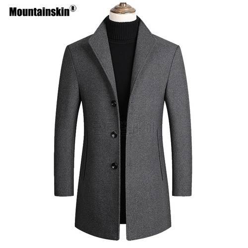Mountainskin Men Wool Blends Coats Autumn Winter New Solid Color High Quality Men&39s Wool Jacket Luxurious Brand Clothing SA837