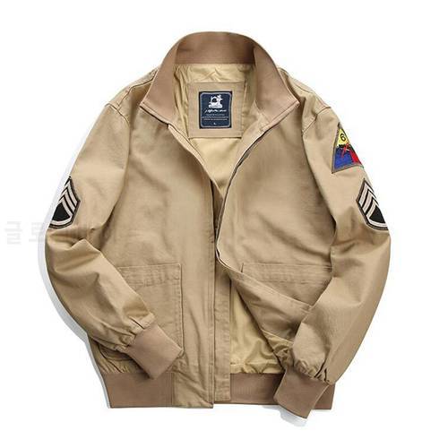Fury Brad Pitt WW2 US Army Military Tanker Jackets Khaki Cotton Field Combat Outwear Uniforms Spring Autumn Lightweight Coats