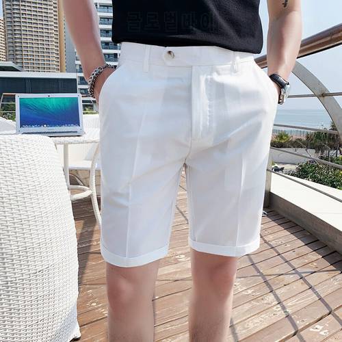 High Quality Summer Suit Shorts Men Clothing 2022 Korean Slim Fit Business Casual Straight Short Homme Knee Length Formal Wear