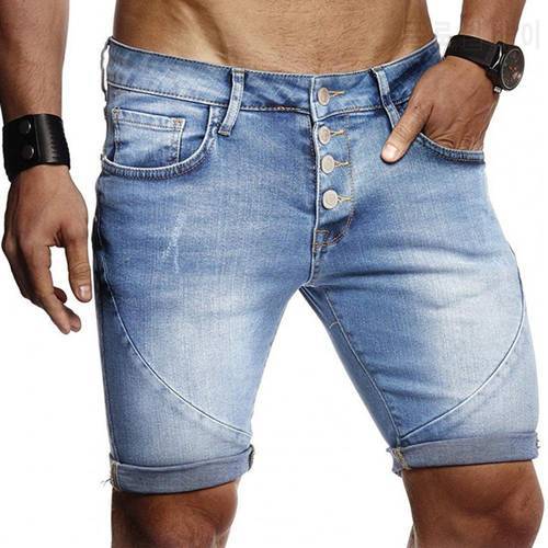 Denim Shorts Summer New Men&39s Stretch Straight Short Jeans Ripped Skin-friendly Polyester Summer Mens Short Pants for Daily Wear