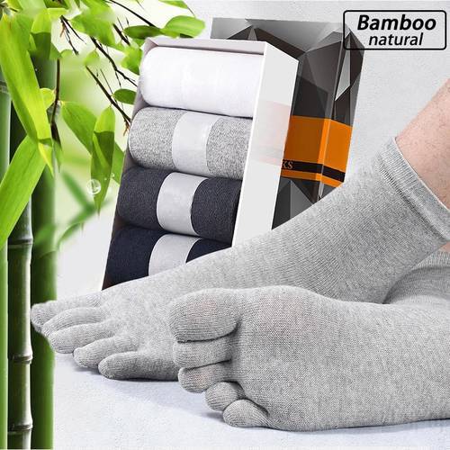 5 Pairs/Lot High Quality Bamboo Fiber Men&39s Five Toe Socks Set Spring Winter Business Black Tabi Short Socks for Male Big Size