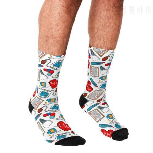 Funny Socks Men harajuku Medical Pattern Socks Printed Happy hip hop Men Socks Novelty Skateboard Crew Casual Crazy Socks