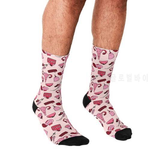 2021 funny Socks Men harajuku Pink medical Socks Printed Happy hip hop Men Socks Novelty Skateboard Crew Casual Crazy Socks