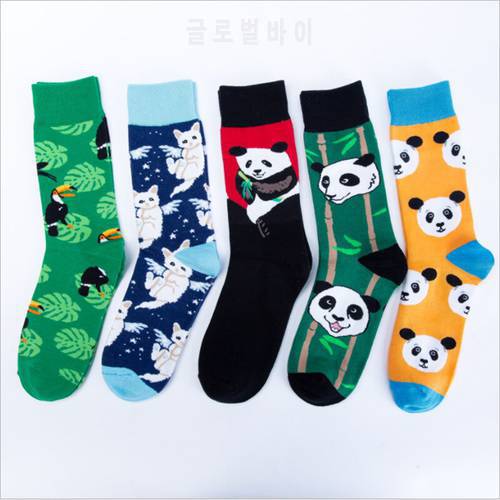 New Happy Tide Socks Panda Flowers and Birds Colorful Kawaii Stockings Casual Cotton Socks Socks