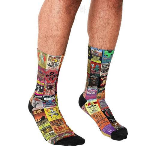 2021 Funny Socks Men harajuku Rock Band Socks personality Printed Happy hip hop Novelty Skateboard Crew Casual Crazy Socks