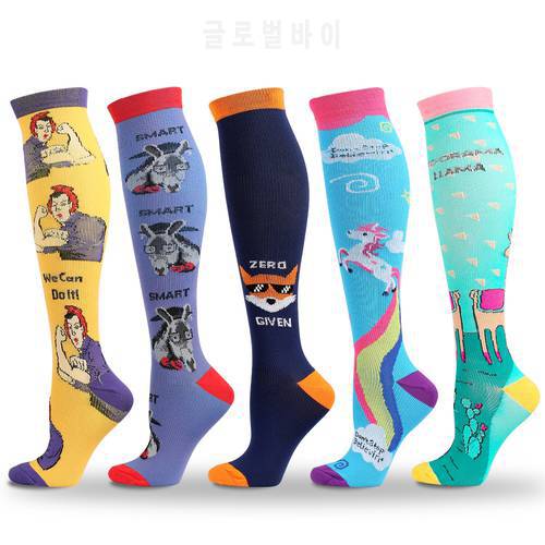 2021 Winter New Cartoon Compression Stockings For Men Women Nylon High Elasticity Compress Socks Cycling Sock Basketball Nurse