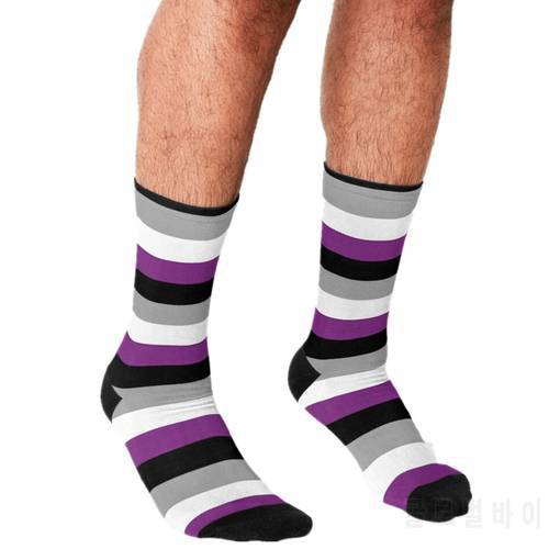 2021 Men Socks harajuku Asexual Pride Socks personality Printed Happy hip hop Novelty Skateboard Crew Casual Crazy Socks