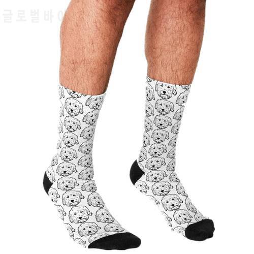 Men Socks Goldendoodles Labradoodles - any adorable doodle dog in black and white Printed Happy hip hop Skateboard Crew Socks