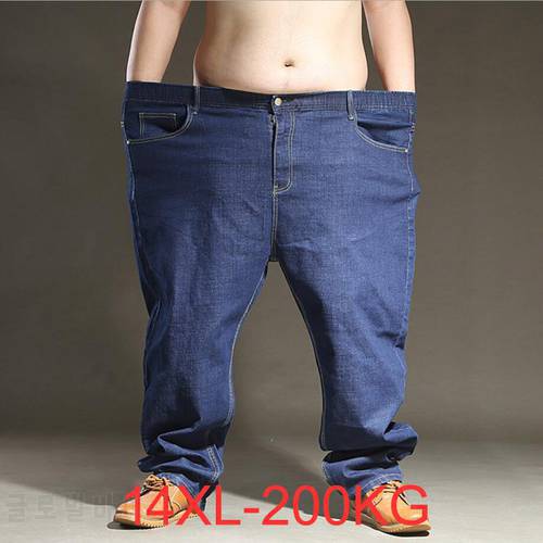 Big Size Blue Jeans Men 11XL 12XL 13XL 14XL Black Extra Large Oversize Mens Elastic stretch Denim Trousers Male Jean Brand Pants