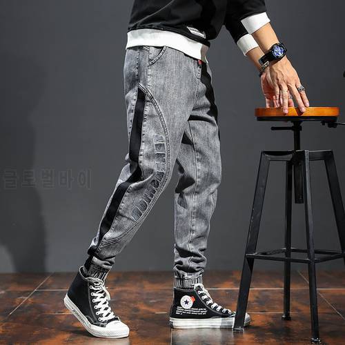 Men&39s Fashion Pants Elastic Band Overweight Large Size Jeans Male Ankle Length Patchwork Streetwear Plus Size Man Cowboy Trouser