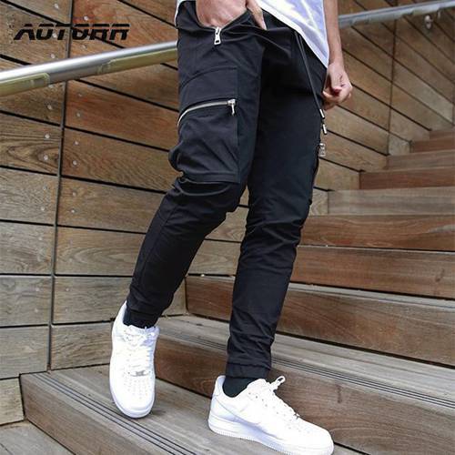 Mens Joggers Zipper Casual Pants Fitness Sportswear Tracksuit Bottoms Skinny Sweatpants Male Trousers Gyms Jogger Track Pants