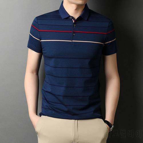 Ymwmhu 2022 New Arrival Men Polo Shirt Cool Short Sleeve Striped Summer Tops Casual Korean Style Polo Shirt for Man Clothing