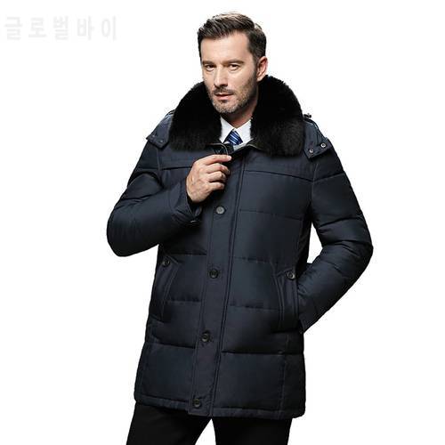 Men&39s Winter Coats Real Fur Collar Hooded Jackets Thick Warm White Duck Down Detachable Hood Hat Male Windproof Parka Large Size