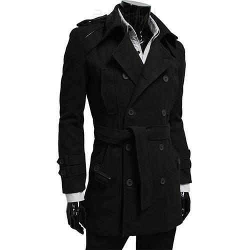 Custom Made Black Trench Coat Men, Double Breasted Winter Overcoat Men Long Coat, Cashmere Wool Coat Winter Coats For Men