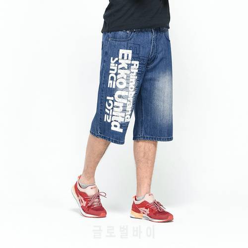 Jeans Fashion High Quality Men Harem Short trouser Streetwear Men Hip Hop Shorts Baggy Denim Shorts Male Loose Big Size 44 46 42