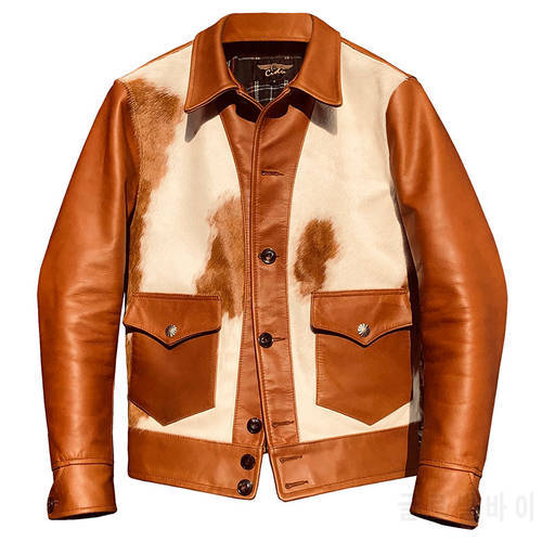 YR2021 New arrival.luxury Brown natural US leather jacket,quality Men slim biker leather coat.Classic stitching fur clothes.